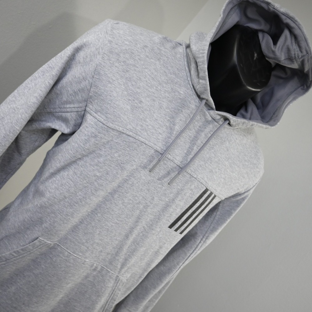 Adidas Hoodie Sweatshirt Gray Cotton Blend Performance Pullover Mens Size Small - Picture 3 of 12